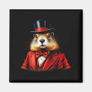 Gelukkige Groundhog Day Grond Egel Heren Hoed Anim Magneet