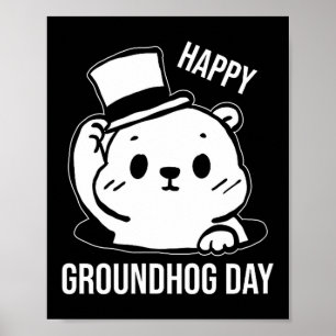 Gelukkige Groundhog Day Lijn Kunst Poster