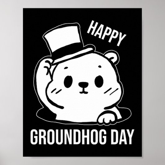 Gelukkige Groundhog Day Lijn Kunst  Poster (Voorkant)
