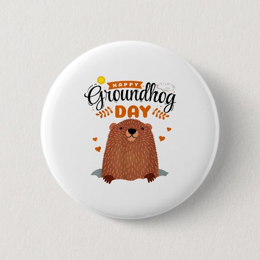 Gelukkige Groundhog Day Ronde Button 5,7 Cm (Voorkant)
