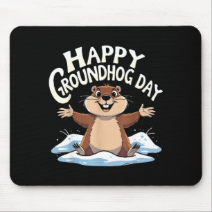 Gelukkige Groundhog Day Schattige Groundhog Vrouwe Muismat