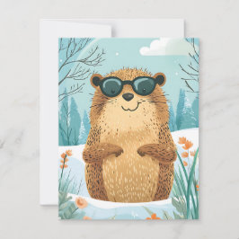 Gelukkige Groundhog Day Schattige Kleurrijke Bosma Feestdagenkaart