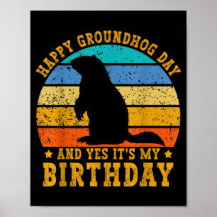 Gelukkige Groundhog Day Verjaardag Bosmarmot Grapp Poster