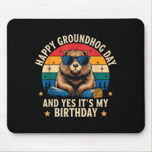 Gelukkige Groundhog Day Verjaardag Grappige Retro Muismat