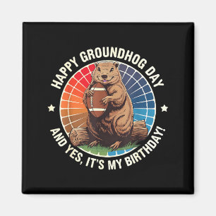 Gelukkige Groundhog Day Verjaardag Voetbal Grappig Magneet