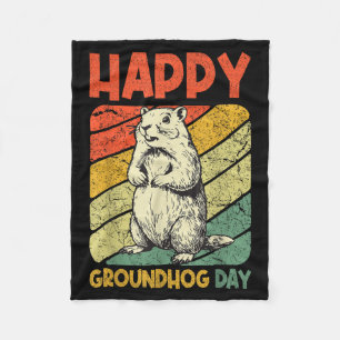 Gelukkige Groundhog Day Vintage Grappige Woodchuck Fleece Deken