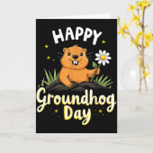 Gelukkige Groundhogdag Met Bloem _1  Kaart (Gele Bloem)