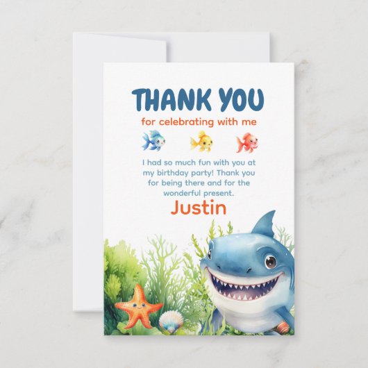 Gelukkige haai onder het Zee Verjaardag Dank u Bedankkaart (Voorkant)