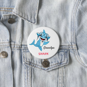 Gelukkige Haaienfamilie Opa Haai Ronde Button 7,6 Cm