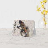 Gelukkige hagedis verjaardag kaart (Gele Bloem)