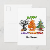 Gelukkige Hallothankmas met bomen Feestdagenkaart (Voorkant / Achterkant)