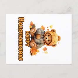 Gelukkige Hallothankmas wensen: Een Teddybeer en A Briefkaart