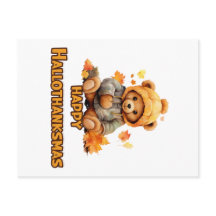 Gelukkige Hallothankmas wensen: Een Teddybeer en A