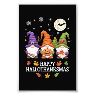 Gelukkige Hallothanksams Gnomes Lover Halloween Ke Foto Afdruk