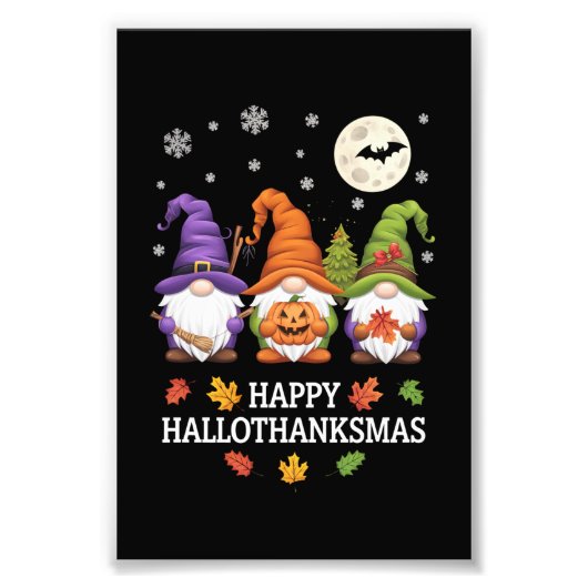 Gelukkige Hallothanksams Gnomes Lover Halloween Ke Foto Afdruk (Voorkant)