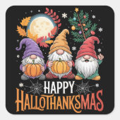 Gelukkige Hallothanksams Gnomes Lover Halloween Ke Vierkante Sticker (Voorkant)