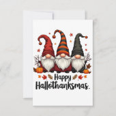 Gelukkige Hallothanksams Halloween Xmas Gnomes Bedankkaart (Voorkant)