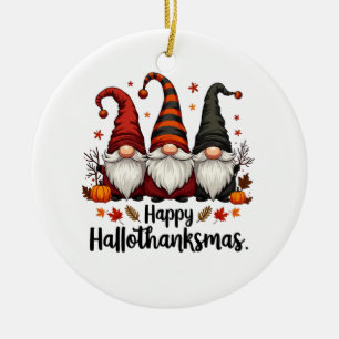 Gelukkige Hallothanksams Halloween Xmas Gnomes Keramisch Ornament