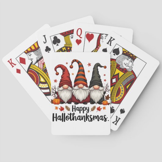 Gelukkige Hallothanksams Halloween Xmas Gnomes Pokerkaarten (Achterkant)