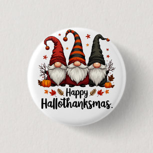 Gelukkige Hallothanksams Halloween Xmas Gnomes Ronde Button 3,2 Cm
