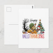 Gelukkige Hallothanksmas Clipart Briefkaart (Voorkant / Achterkant)