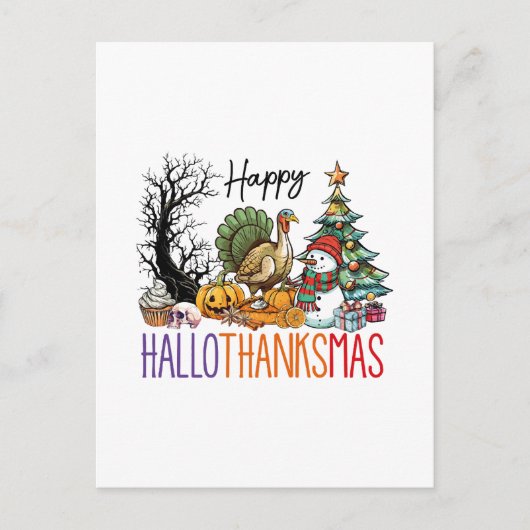 Gelukkige Hallothanksmas Clipart Briefkaart (Voorkant)