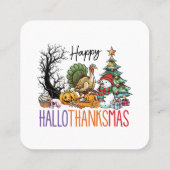 Gelukkige Hallothanksmas Clipart Vierkante Visitekaartje (Achterkant)