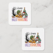 Gelukkige Hallothanksmas Clipart Vierkante Visitekaartje (Voorkant / Achterkant)
