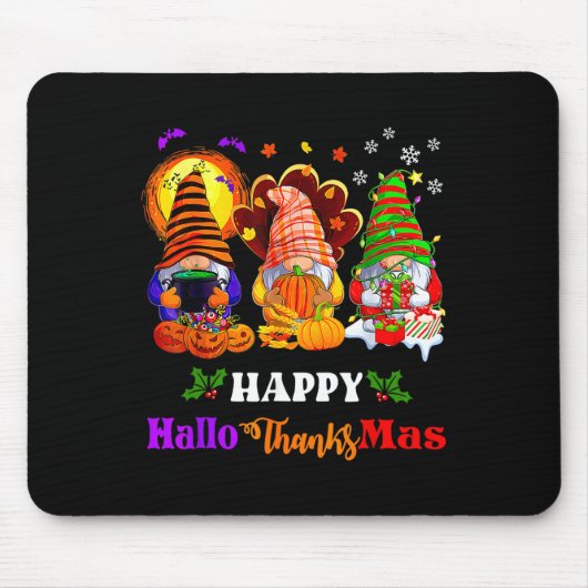 Gelukkige Hallothanksmas Drie kabouters Halloween  Muismat (Voorkant)