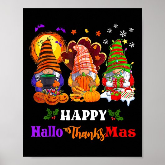 Gelukkige Hallothanksmas Drie kabouters Halloween  Poster (Voorkant)