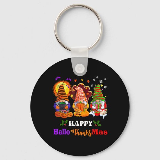 Gelukkige Hallothanksmas Drie kabouters Halloween  Sleutelhanger (Voorkant)