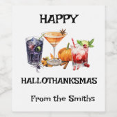 Gelukkige Hallothanksmas Halloween Kerstvakantie Wijn Etiket (Enkel label)