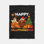Gelukkige Hallothanksmas Halloween Thanksgiving Ho Fleece Deken (Voorkant)