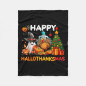 Gelukkige Hallothanksmas Halloween Thanksgiving Ho Fleece Deken (Voorkant)