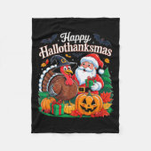Gelukkige Hallothanksmas Halloween Thanksgiving Xm Fleece Deken (Voorkant)