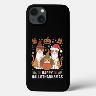 Gelukkige Hallothanksmas Katten Halloween Kerstmis Case-Mate iPhone Case