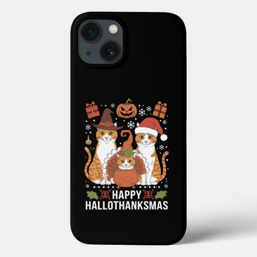 Gelukkige Hallothanksmas Katten Halloween Kerstmis Case-Mate iPhone Case (Achterkant)