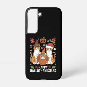 Gelukkige Hallothanksmas Katten Halloween Kerstmis Samsung Galaxy Hoesje