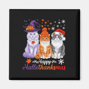Gelukkige Hallothanksmas Katten Halloween Thanksgi Magneet