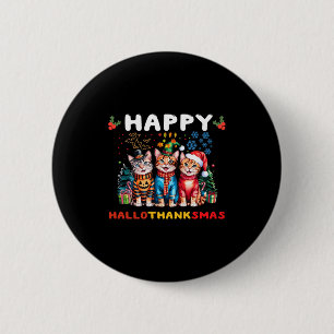Gelukkige Hallothanksmas Katten Halloween Thanksgi Ronde Button 5,7 Cm