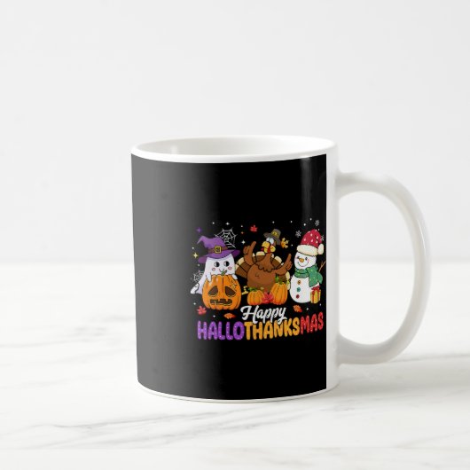 Gelukkige Hallothanksmas Schattigee Spook Hallowee Koffiemok (Rechts)