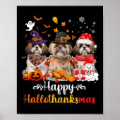 Gelukkige Hallothanksmas Shih Tzu Hond Halloween C Poster (Voorkant)
