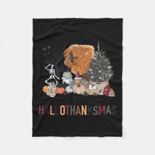 Gelukkige Hallothanksmas Skelet Turkije Kerst Hal Fleece Deken