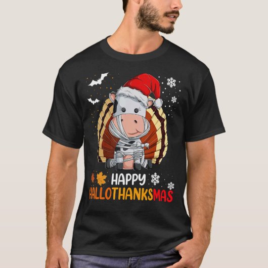 Gelukkige Hallothanksmas Thanksgiving Xmas Hallowe T-shirt (Voorkant)