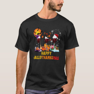 Gelukkige Hallothanksmas Wijnglazen Heks Kerstman  T-shirt