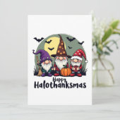 Gelukkige Hallothanksmas Xmas Halloween Gnomes Kaart (Staand voorkant)