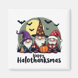 Gelukkige Hallothanksmas Xmas Halloween Gnomes Magneet