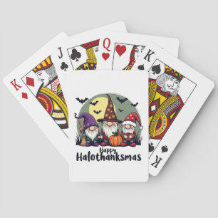 Gelukkige Hallothanksmas Xmas Halloween Gnomes Pokerkaarten