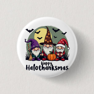 Gelukkige Hallothanksmas Xmas Halloween Gnomes Ronde Button 3,2 Cm