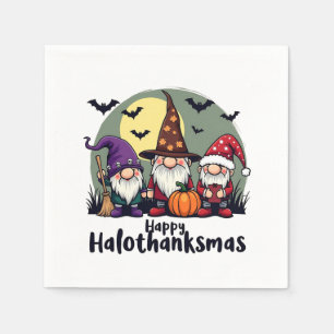 Gelukkige Hallothanksmas Xmas Halloween Gnomes Servet